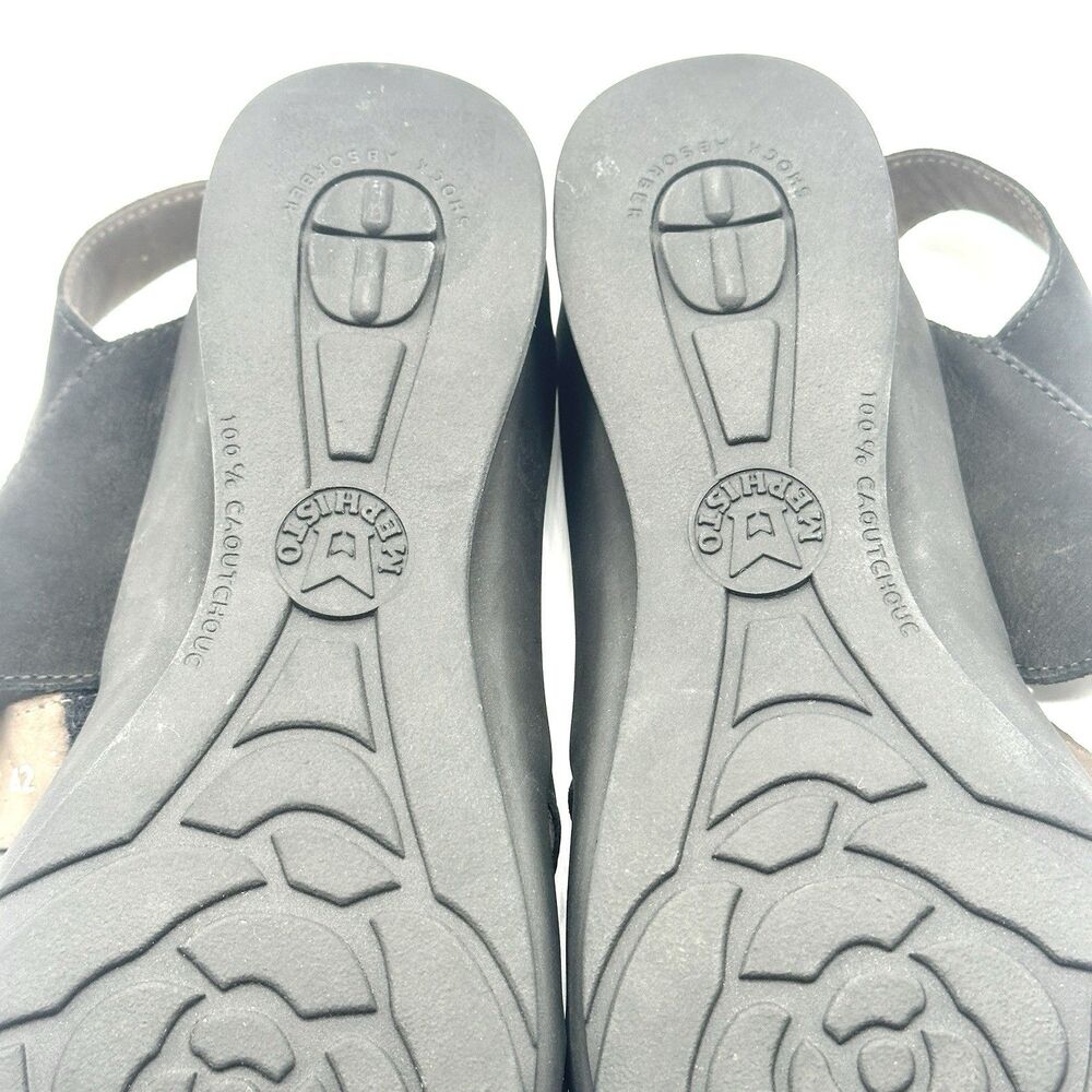 Mephisto Prudy Women's Black Wedge Heel Sandals EU Size 42 US Size 12 Suede - Picture 13 of 16